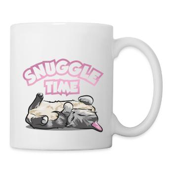 Kuschelzeit Katze süßes schlafendes Kätzchen Mieze - Tasse - Weiß - Rechts