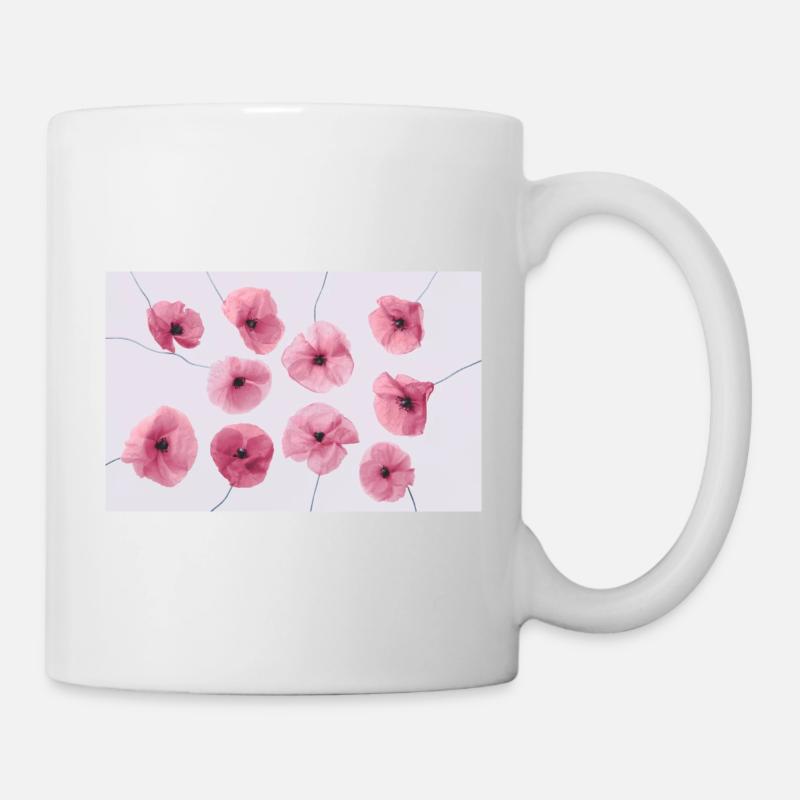 MOHNBLUME Pink Rot - Tasse - Weiß