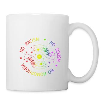 Magic Hands Moon Pentagram Symbol - No Racism - Mug - white - Right