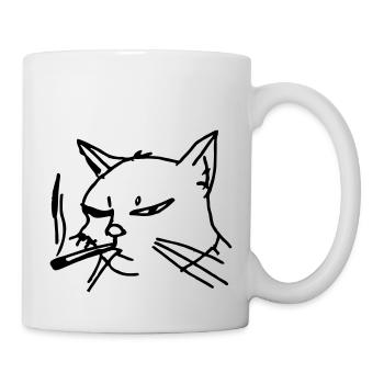 Smoking Cat Line Art - Mug - white - Right