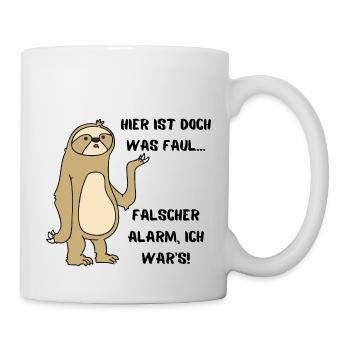 Hier ist doch was Faul - Lustiges Faultier - Tasse - Weiß - Rechts