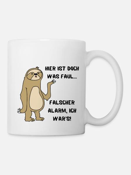 Hier ist doch was Faul - Lustiges Faultier - Tasse - Weiß