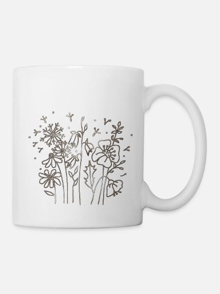 Blumen - Tasse - Weiß