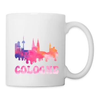 Köln Cologne Deutschland Stadt Skyline Splash Bunt - Tasse - Weiß - Rechts