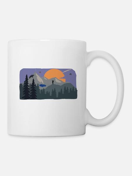 Natur Freiheit Wandern Berge Sonnenuntergang - Tasse - Weiß