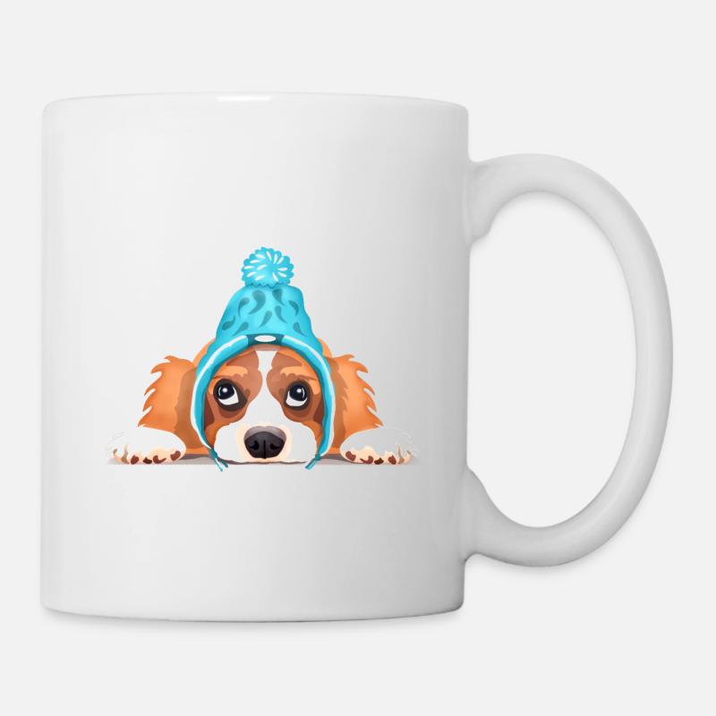 Cavalier King Charles au bonnet bleu - Mug blanc - blanc