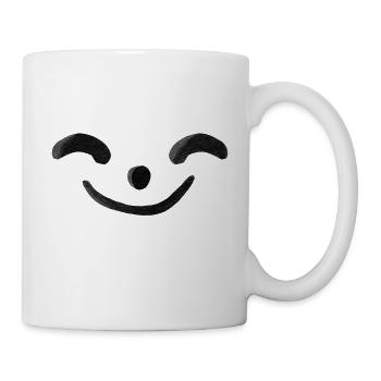 Lächelndes Gesicht, fröhlich, Freude, Lachen - Tasse - Weiß - Rechts