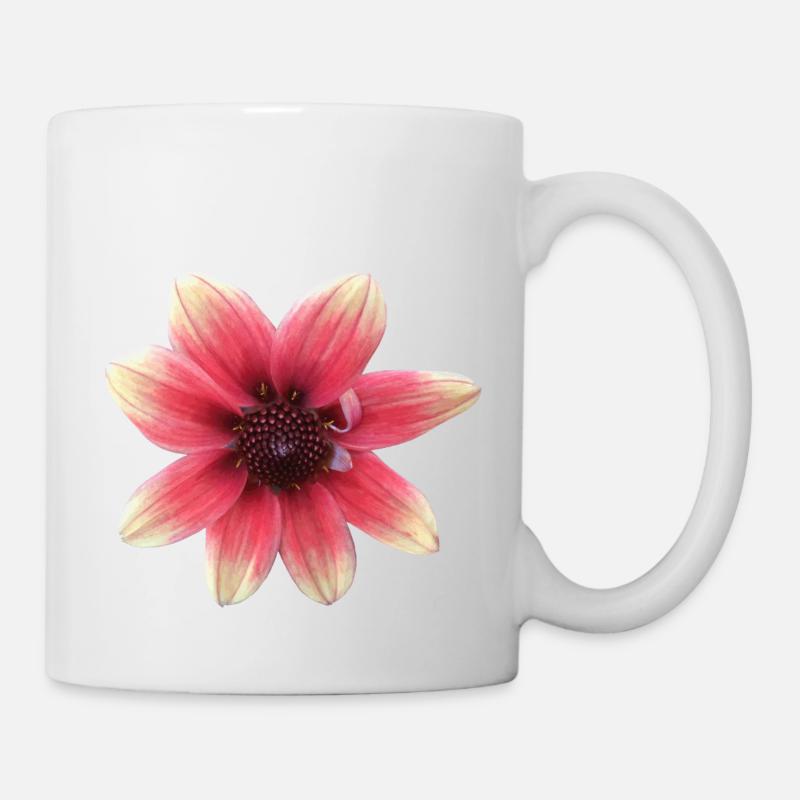 Dahlie rot gelb - Tasse - Weiß
