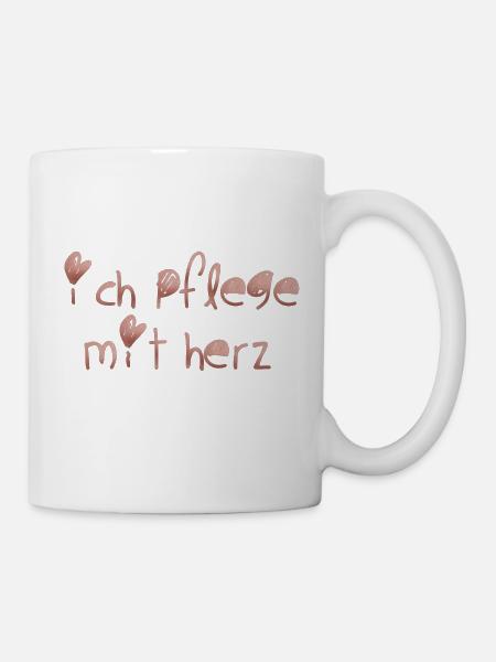 Ich pflege mit Herz - Tasse - Weiß