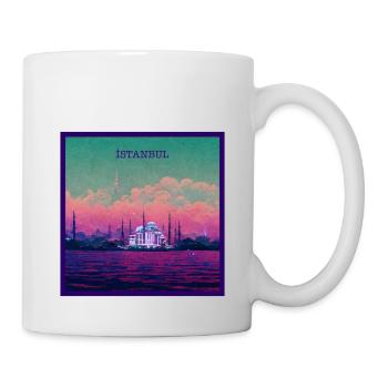 Affiche esthétique rétro Vaporwave ville d’Istanbul - Mug blanc - blanc - Droite