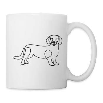 Dackel Line Art - Tasse - Weiß - Rechts