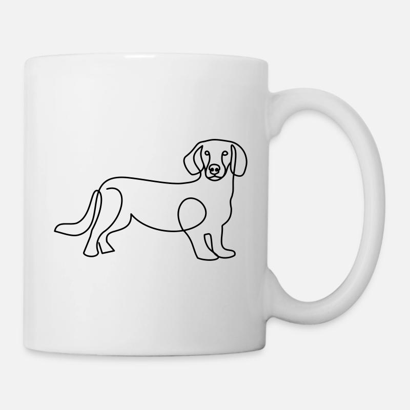 Art au trait de teckel - Mug blanc - blanc