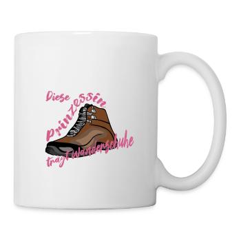 Prinzessin trägt Wanderschuhe, Hiking, Wandern - Tasse - Weiß - Rechts