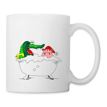 crocodile hippo baignoire noël noël - Mug blanc - blanc - Droite