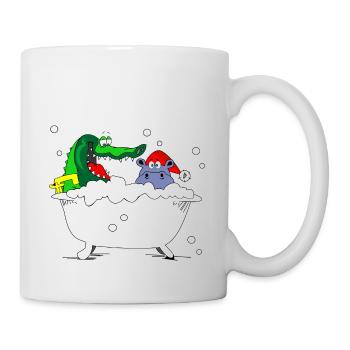 nilpferd badewanne schnee hippo baden kinder kids - Tasse - Weiß - Rechts