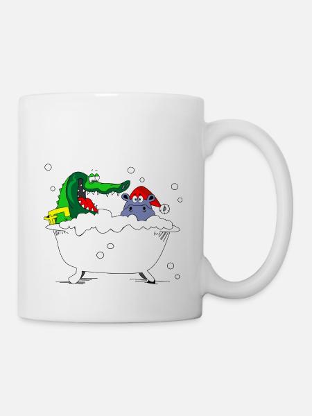 hippo bathtub snow hippo bath children kids kids - Mug - white