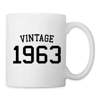 Jahrgang 1963, 60 Jahre alt, Geschenk zum 60. Geburtstag - Tasse - Weiß - Rechts