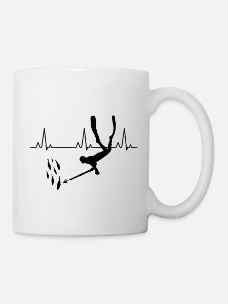 Pêche sous-marine Pêche au harpon Heartbeat Pulse - Mug blanc - blanc