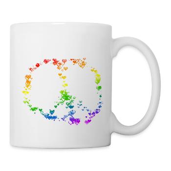 Frieden Zeichnung Freiheit Regenbogen Farben 2 - Tasse - Weiß - Rechts