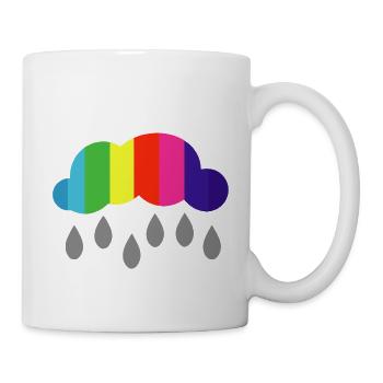 Wolke Regen Regenbogen Farben Geschenkidee - Tasse - Weiß - Rechts