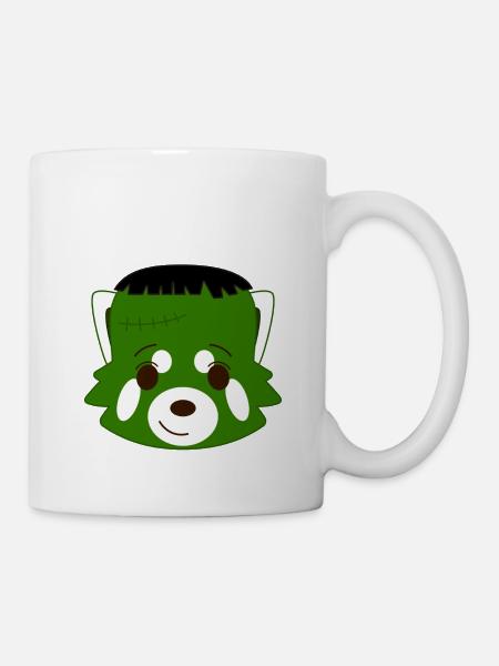 Roter Panda verkleidet als grünes Monster für Halloween - Tasse - Weiß
