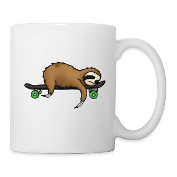 Faultier Skateboard Geschenkidee - Tasse - Weiß - Rechts