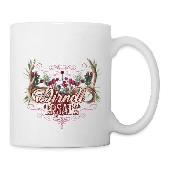 Dirndl Ersatz Tracht Hirsch und Rosen - Tasse - Weiß - Rechts