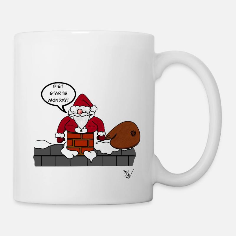 Diät beginnt Montag Santa - Tasse - Weiß