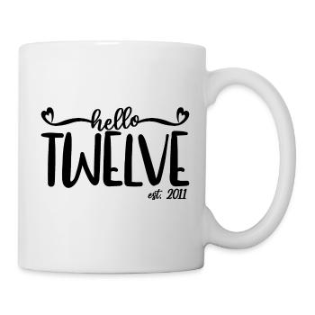 12e anniversaire enfants filles 12 Hello douze est. 2011 - Mug blanc - blanc - Droite