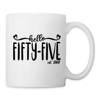55th Birthday Women Hello Fifty-Five Est. 1968 - Mug - white - Right