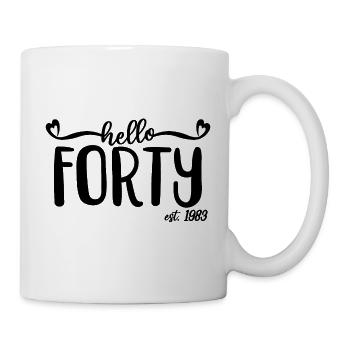 40. Geburtstag für Frauen 40 Hallo Vierzig Est. 1983 - Tasse - Weiß - Rechts