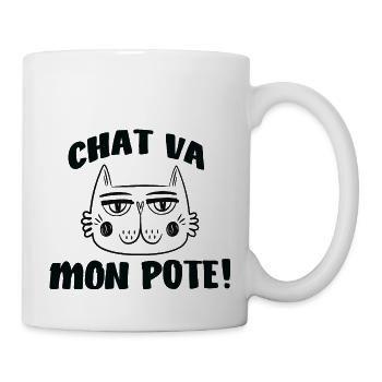 T-shirt jeux de mots drôle sur les chats. - Mug blanc - blanc - Droite