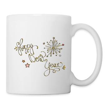 Happy New Year Gold - Tasse - Weiß - Rechts