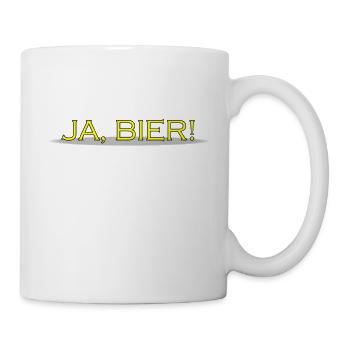 JA BIER gelbe Schrift - Tasse - Weiß - Rechts