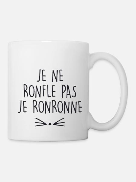 je ne ronfle pas je ronronne - Mug blanc - blanc