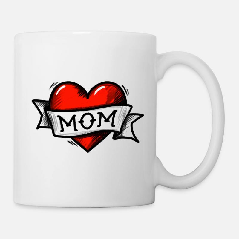 Coeur - Bande - Maman - Mug blanc - blanc