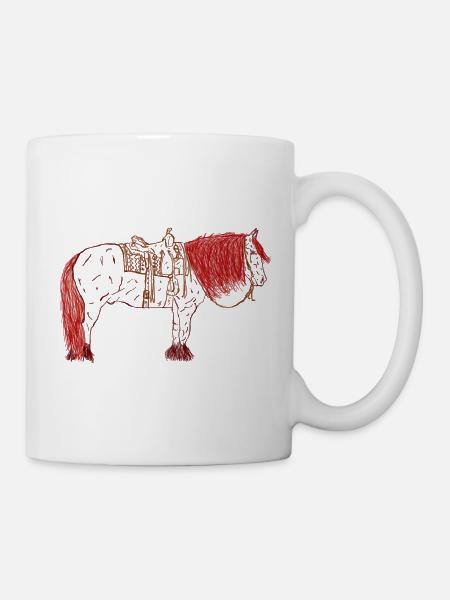Pferd mit Sattel - Tasse - Weiß