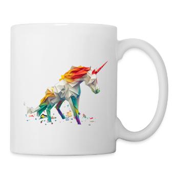 Origami Geometrie Einhorn bunt modern arty - Tasse - Weiß - Rechts