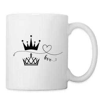 King Love Queen, Gift, Partner Look, Crowns - Mug - white - Right