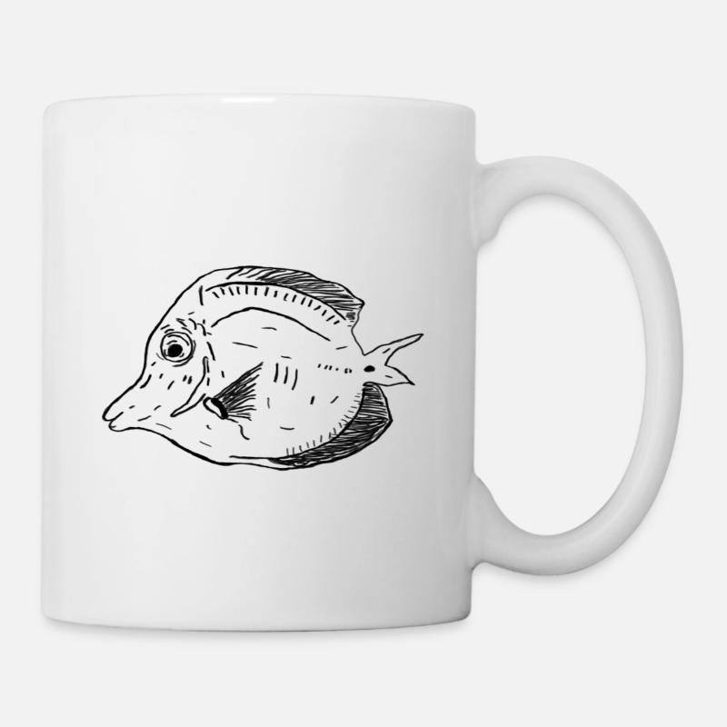 gelber Segelflossendoktorfisch schwarz - Tasse - Weiß