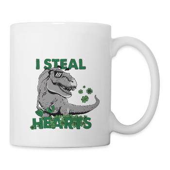 I Steal Hearts Trex Dino Baby Boy St Patricks Day - Mug - white - Right