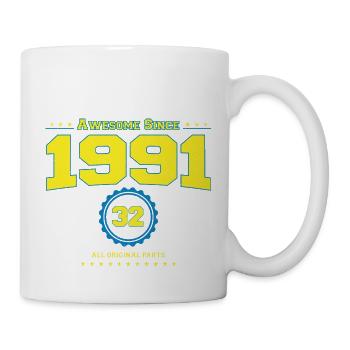 Awesome 1991 Shirt for Men Women 32 Year Old 32nd - Mug - white - Right