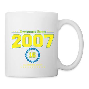 Super chemise 2007 pour hommes femmes 16 ans 16ème - Mug blanc - blanc - Droite