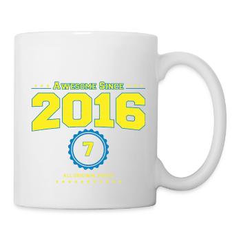 Super 2016 Shirt für Männer Frauen 7 Jahre alt 7th - Tasse - Weiß - Rechts