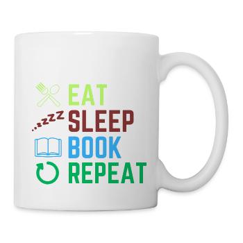 eat sleep book repeat - Mug - white - Right