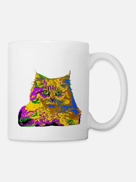 Bunte Katze - Tasse - Weiß