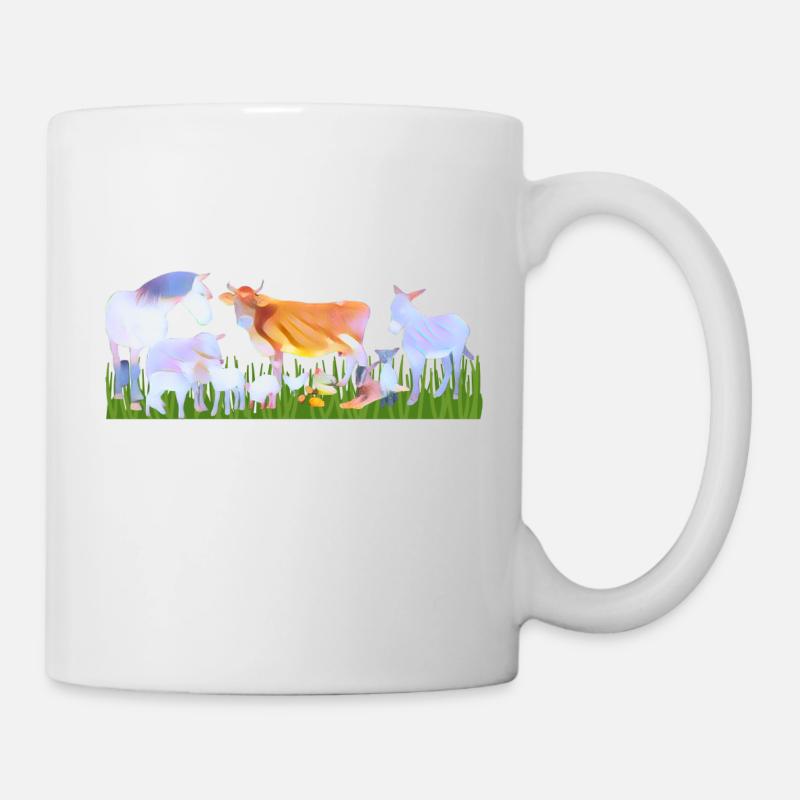 Bauernhoftiere / Tiere im Herzen - Tasse - Weiß