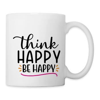 Design Think happy be happy - Mug blanc - blanc - Droite