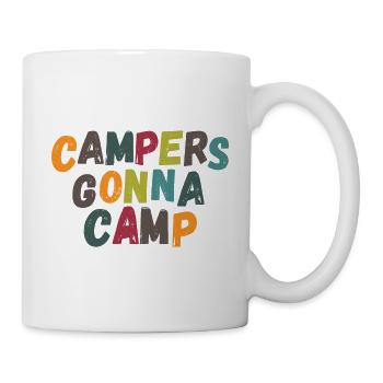 Campers gonna camp! vintage retro dunkel - Tasse - Weiß - Rechts