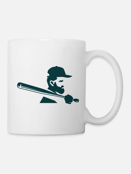 Baseball Spieler Logo - Tasse - Weiß
